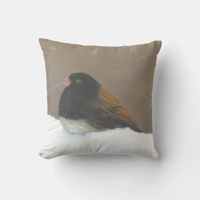 Coussin Peinture Junco foncée - Art original pour oiseaux (Recto)