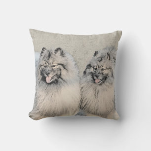 Coussin Peinture Keeshond Brothers - Art Chien original