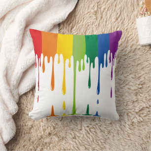 Coussin Peinture Liquide qui Dégouline Abstrait Arc-en-Cie