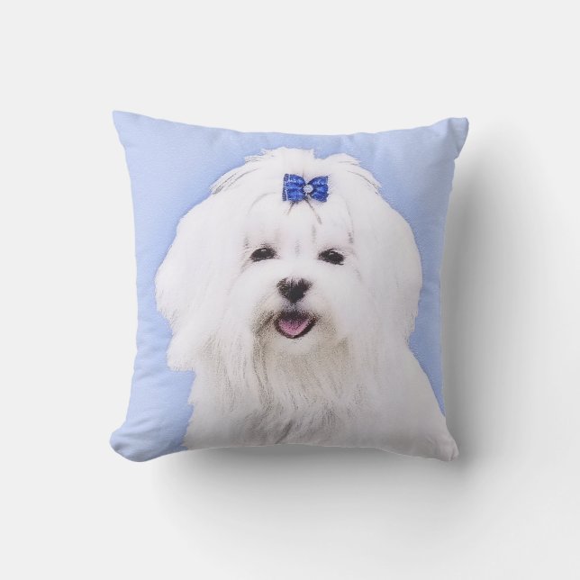 Coussin Peinture maltaise - art original mignon de chien (Recto)
