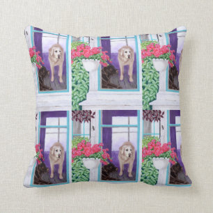 Coussin Peinture paresseuse de Labradors d'après-midi
