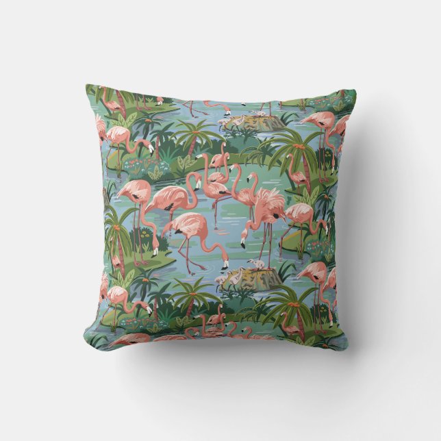 Coussin Peinture rose de lagune de Flamant rose par le (Recto)