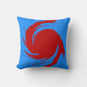 Coussin Peinture rouge et bleu rétro à l'art Abstrait