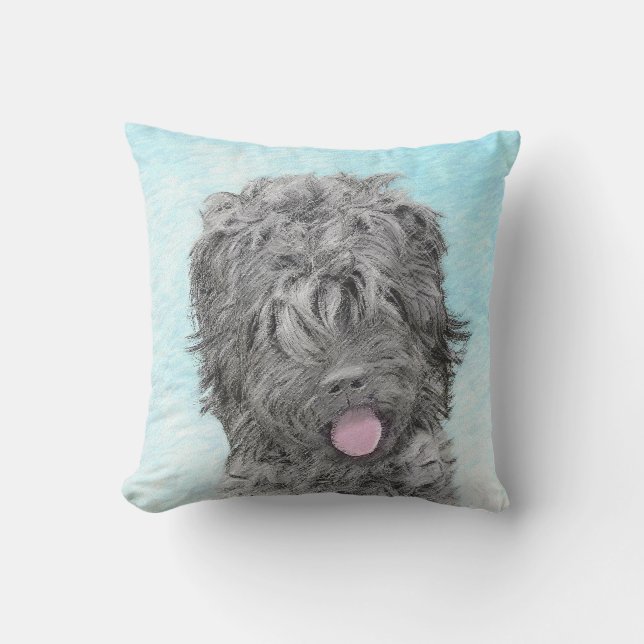 Coussin Peinture russe Terrier noir - Chien original migno (Recto)