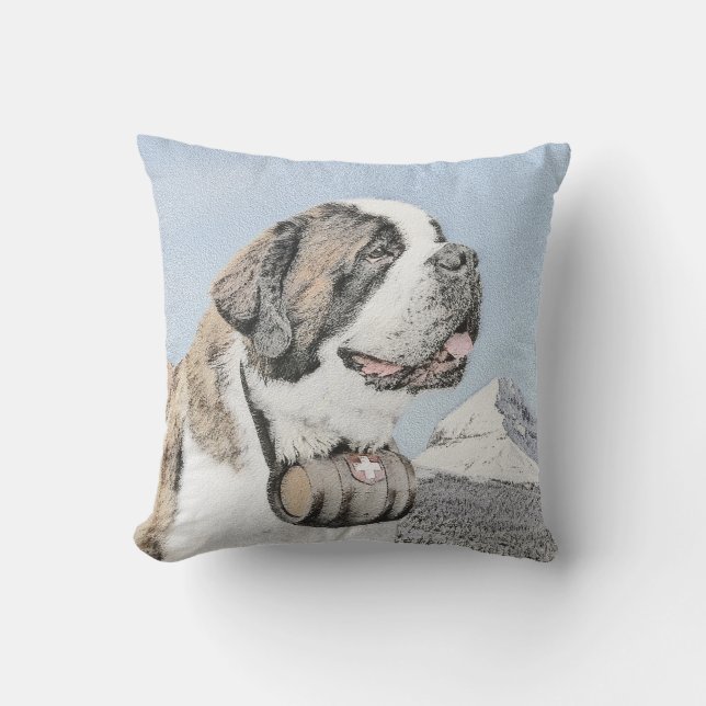 Coussin Peinture Saint Bernard - Cute Original Chien Art (Recto)