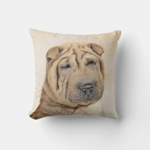 Coussin Peinture Shar Pei - Art Original de Chien Mignon