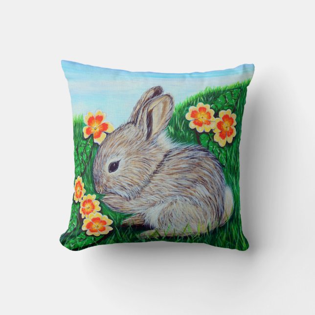 Coussin Peinture sur lapin au printemps (Recto)