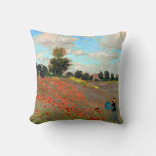Coussin Peinture sur le champ de pavot par Claude Monet (1