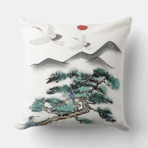 Coussin Peinture traditionnelle chinoise à l'encre de pays