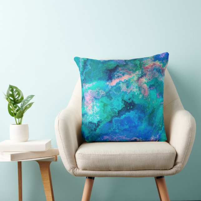 Coussin Peinture turquoise en Abalone Shell (Chaise)
