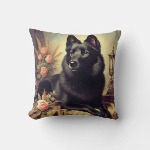 Coussin Peinture vintage de Chien Schipperke