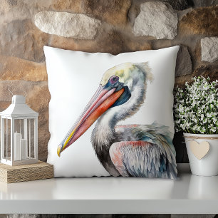 Coussin Pélican aquarelle pastel État de Louisiane