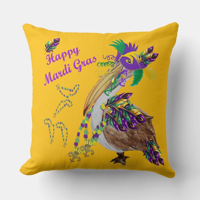 Coussin Pelican Mardi Gras Party decor (Recto)