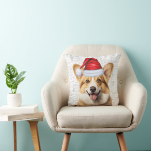 Coussin Pembroke Welsh Corgi Chien Aquarelle Noël