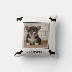 Coussin Pembroke Welsh Corgi Silhouette Photo personnalisé