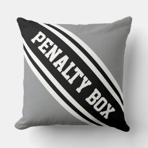 Coussin PENALTY BOX Amusant Athlétique Noir Blanc Gris Ra