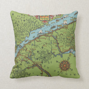 Coussin Péninsule de Gaspé, carte du Canada