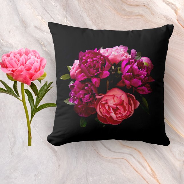 Coussin Peonées Dramatiques Roses Et Violettes (Créateur téléchargé)