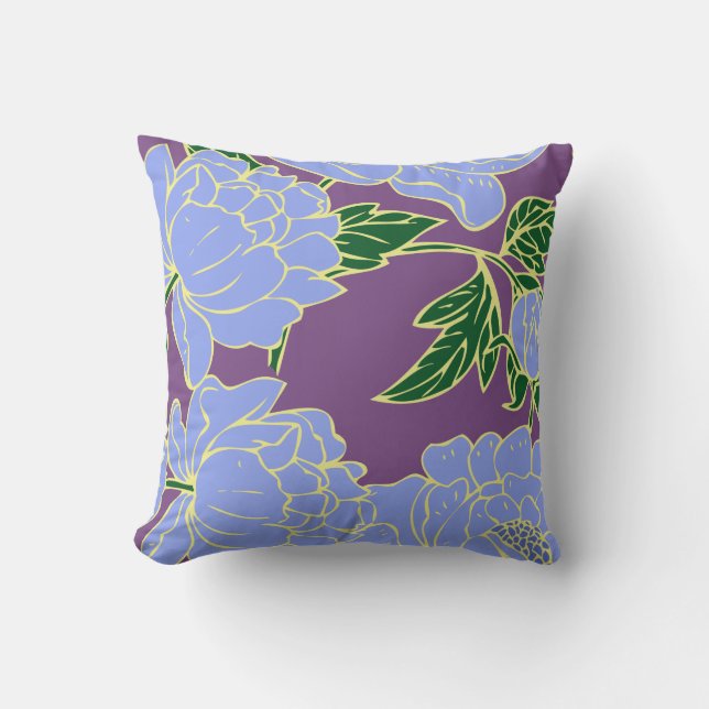 Coussin Peonies bleues (Recto)
