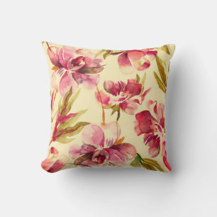 Coussin Peonies Motif sans sourire. Arrière - plan aquarel