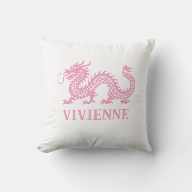 Coussin Peony Pink Chinoiserie Dragon Nom personnalisé (Recto)