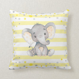 Coussin Pépinière de Baby shower éléphant jaune blanc