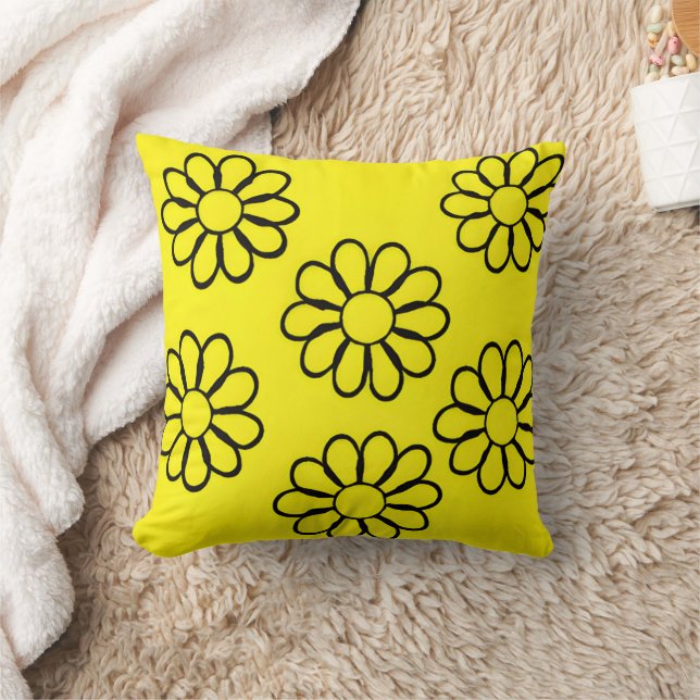 Coussin Pépinière florale jaune brillant (Couverture)