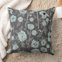 Pépites Aquarelle Floral Bleu Fleurs noires