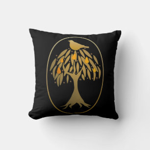 Coussin Perdrix dans un arbre poirier or