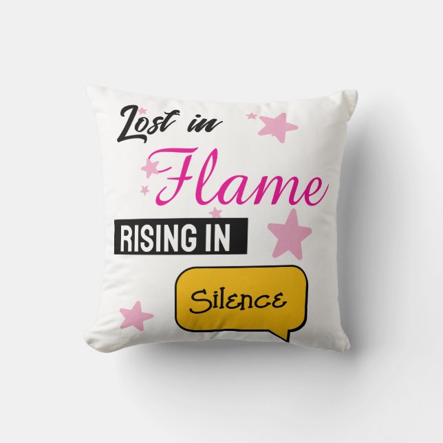Coussin Perdu dans la flamme Montée en Silence Jetez l'ore (Recto)