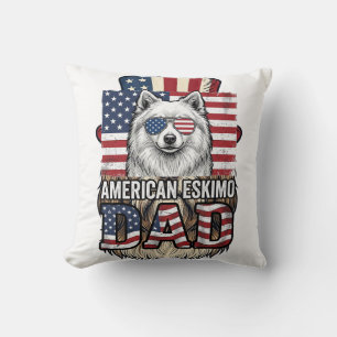 Coussin Père Esquimau Américain Patriotique Vintage Chien