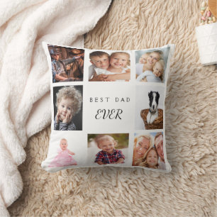 Coussin Père meilleur père jamais blanc photo collage