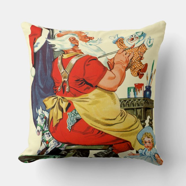 Coussin Père Noël au travail (Recto)