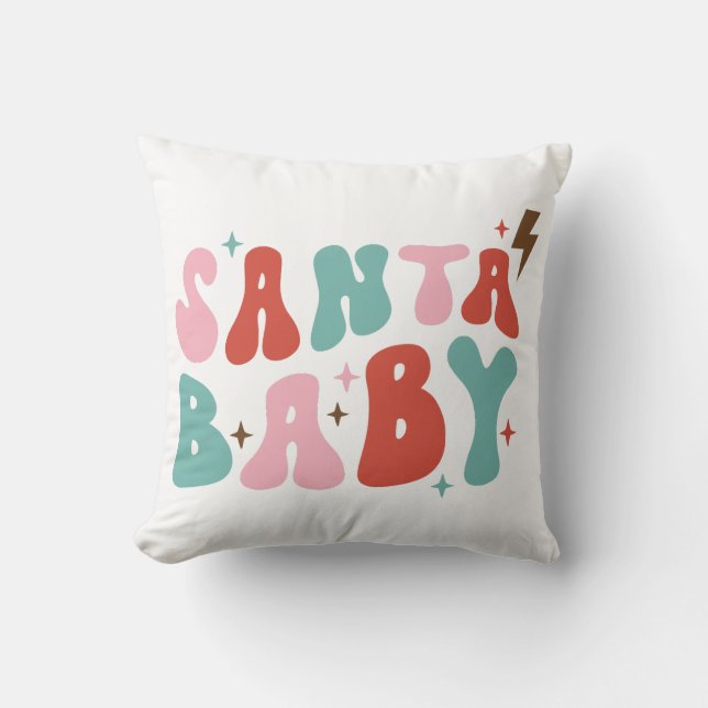Coussin Père Noël Baby Retro Christmas (Recto)