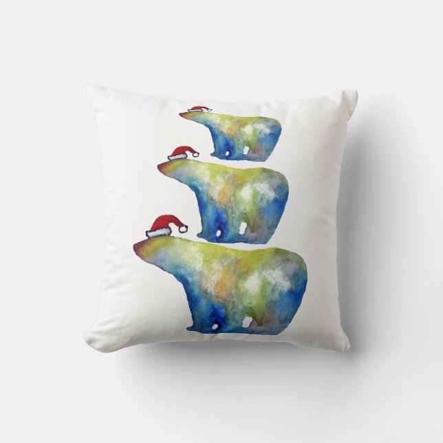 Coussin Père Noël Bears Watercolor Cuisine (Recto)