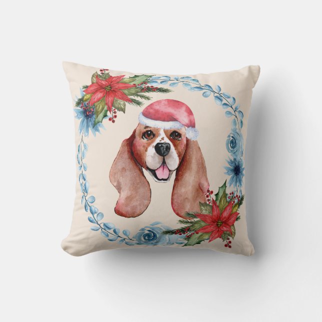 Coussin Père Noël Casquette Beagle (Recto)