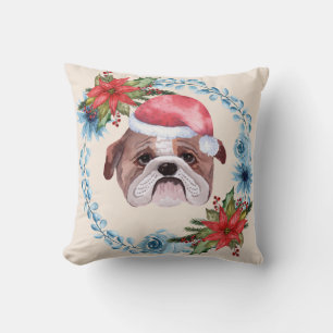 Coussin Père Noël Casquette Bulldog Holiday