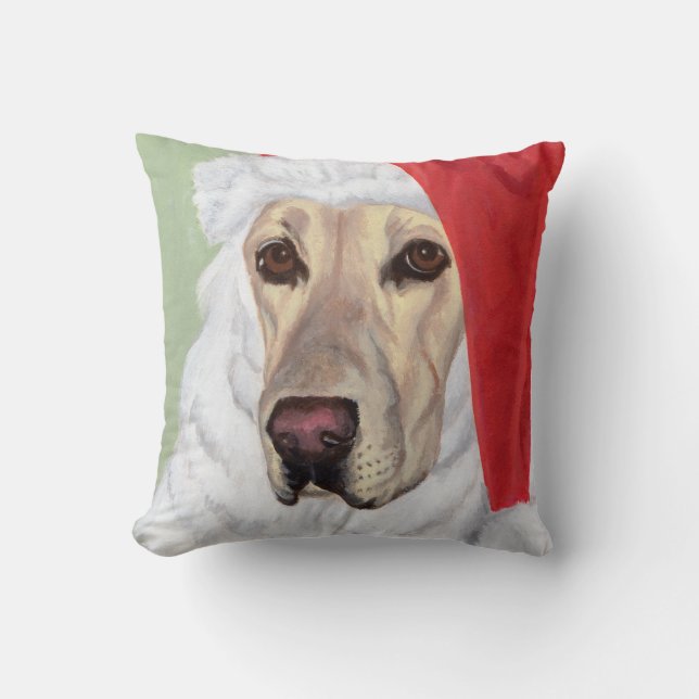 Coussin Père Noël du Labrador jaune (Recto)