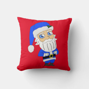 Coussin Père Noël en tenue bleue Chibi
