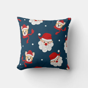 Coussin Père Noël et motif Corgi