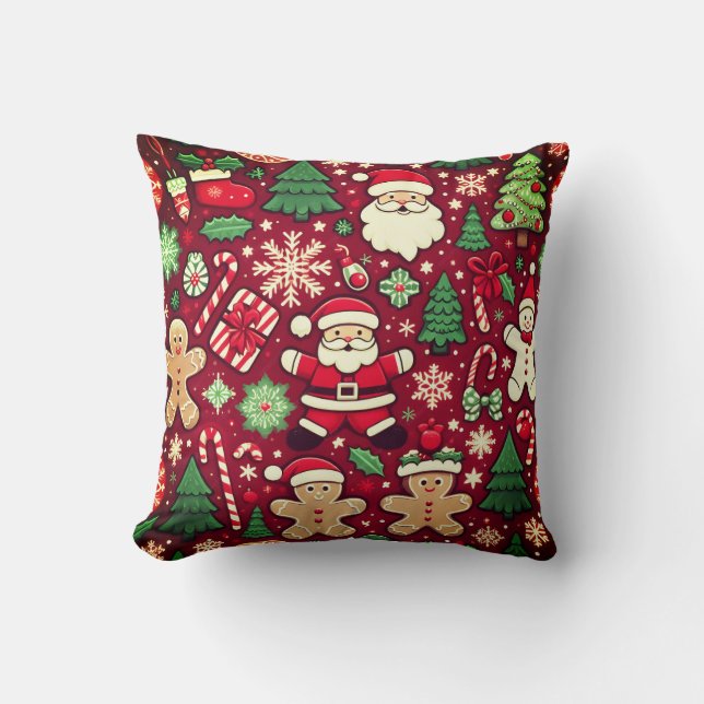 Coussin Père Noël et ornement de Noël (Recto)