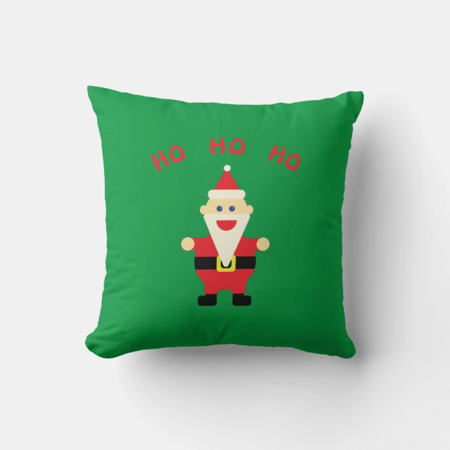 Coussin Père Noël Ho Ho Ho Amusez-Vous Joli Noël Vert Roug (Recto)