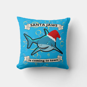 Coussin père Noël JAWS VIENT À LA VILLE drôle requin d