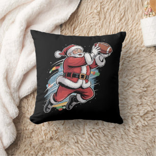 Coussin Père Noël jouant au football américain de Noël