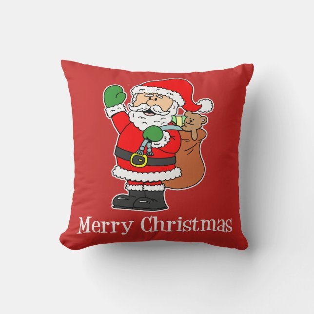 Coussin Père Noël Joyeux Noël mignon dessin (Recto)