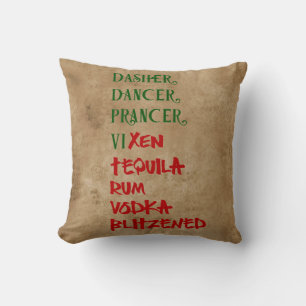 Coussin Père Noël Noël Funny Reindeer Boire les noms