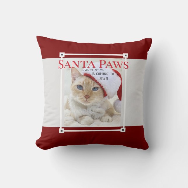 Coussin Père Noël Paws Vient À Noël (Recto)