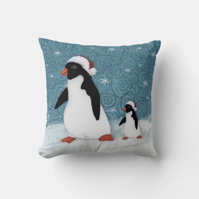 Coussin père Noël Penguins (Recto)