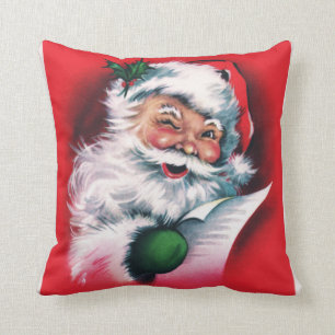 Coussin Père Noël vintage, Joyeux Noël, heureux Père Noël,
