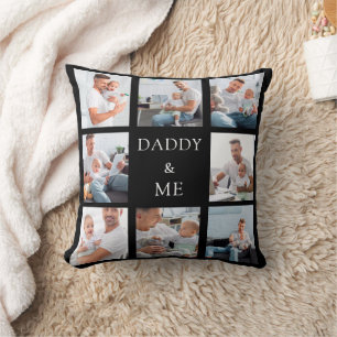 Coussin Père noir photo collage bébé enfant